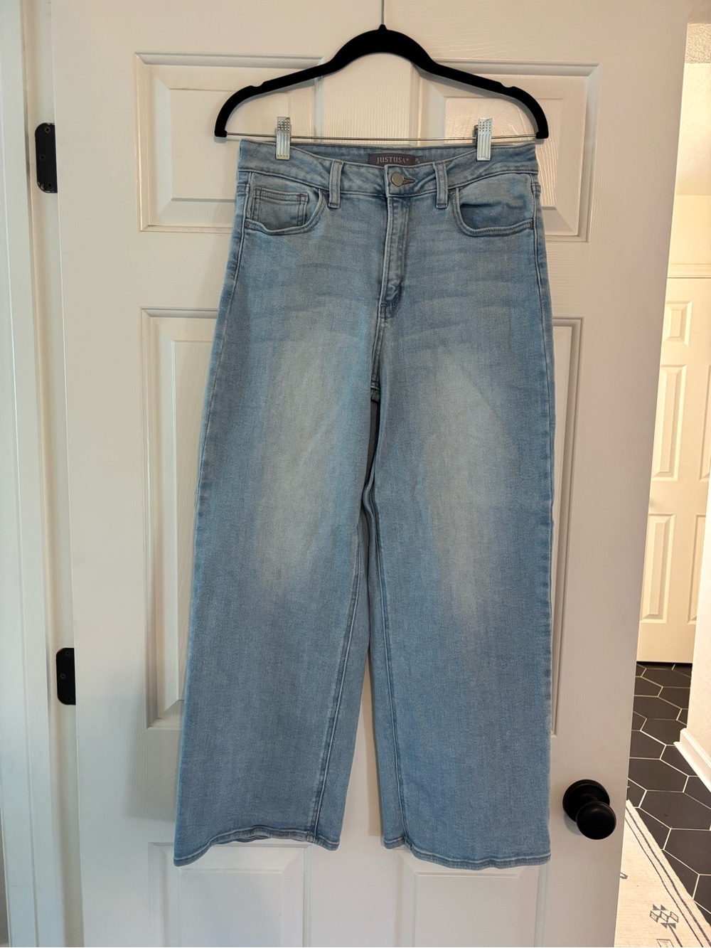 Just USA Faded Light Blue Wide-Leg High Rise Jeans